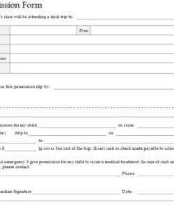 Free  Tutoring Permission Slip Template Excel