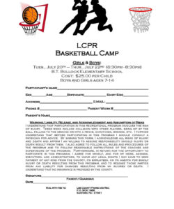 Printable Basketball Permission Slip Template Doc