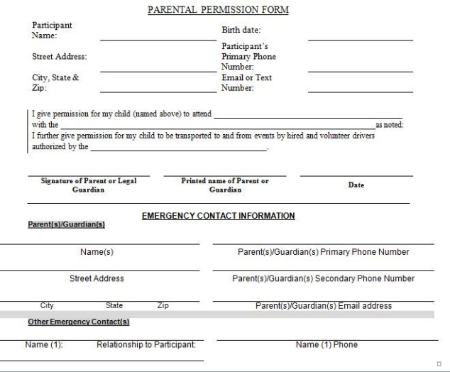 Printable Carnival Permission Slip Template Word Sample