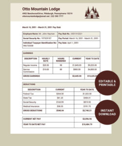Printable Contractor Pay Slip Template