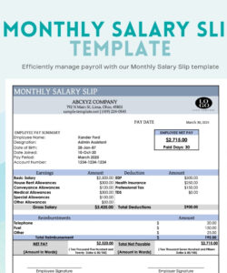 Printable Contractor Pay Slip Template Excel Sample