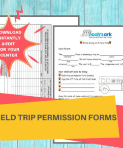 Printable Daycare Field Trip Permission Slip Template Doc Sample