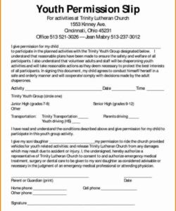 Printable Generic Field Trip Permission Slip Template