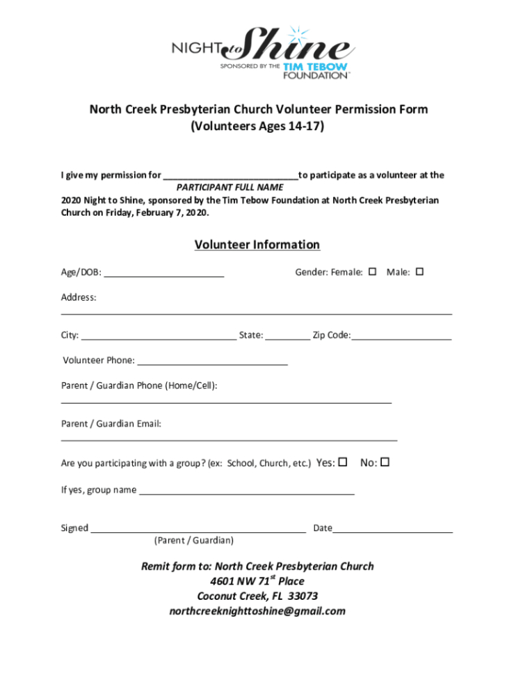 Printable Volunteer Permission Slip Template Excel Sample