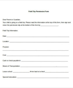 School Club Permission Slip Template Word Sample