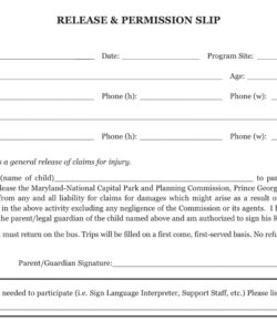 Talent Show Permission Slip Template  Sample