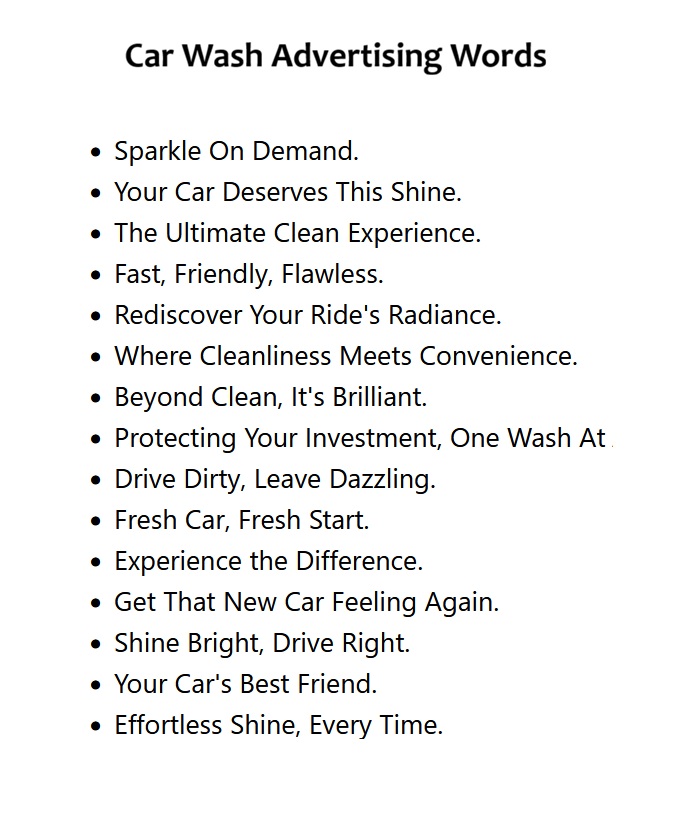 Free Car Wash Advertising Words Car Wash Advertising Words