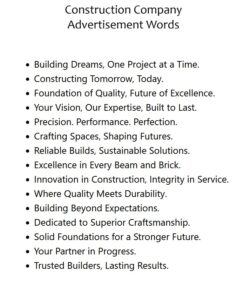 Construction Company Advertisement Words