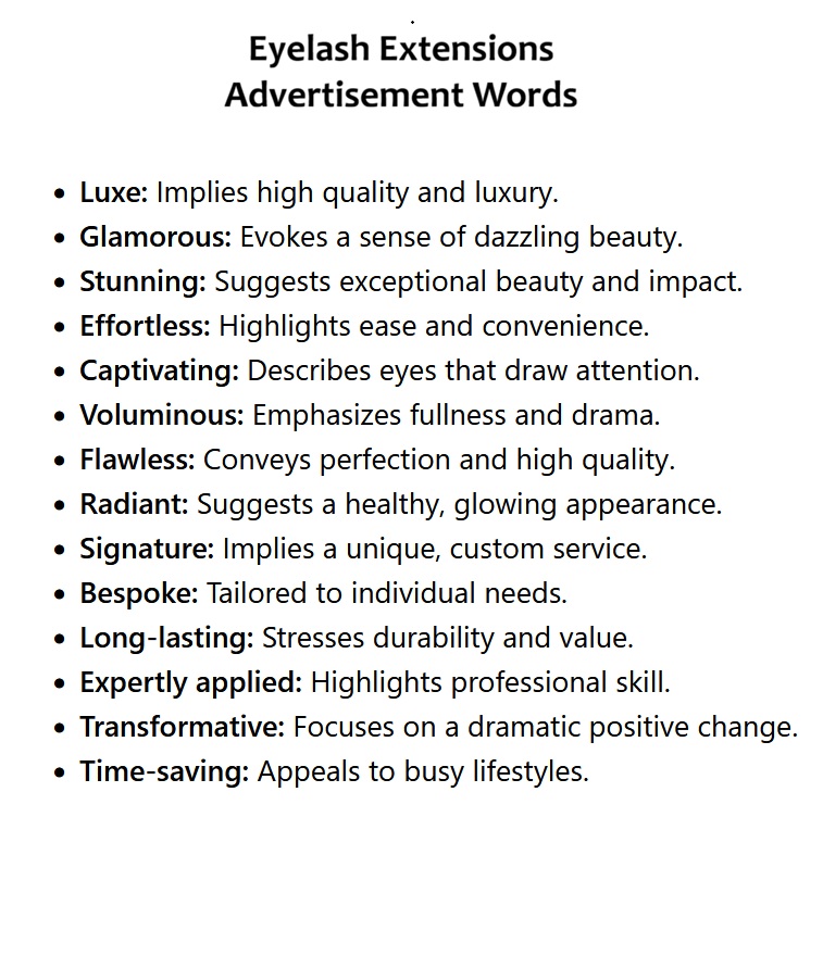 Eyelash Extensions Advertisement Words