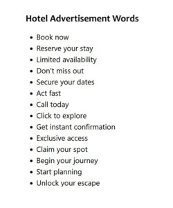 Hotel Advertisement Words