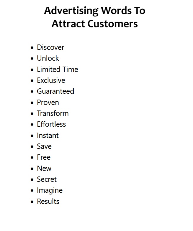 Advertising Words To Attract Customers