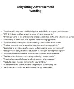 Babysitting Advertisement Wording
