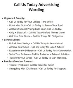Call Us Today Advertising Wording Ideas Call Us Today Advertising Wording