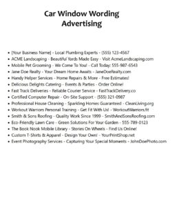 Car Window Wording Advertising Ideas Car Window Wording Advertising