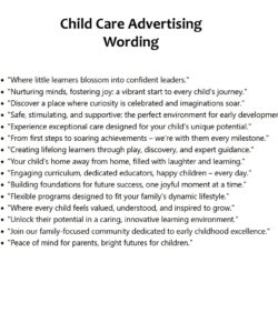 Child Care Advertising Wording Ideas Child Care Advertising Wording