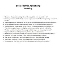 Event Planner Advertising Wording Free Event Planner Advertising Wording