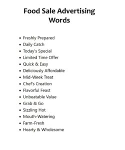 Food Sale Advertising Words