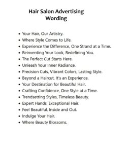 Hair Salon Advertising Wording