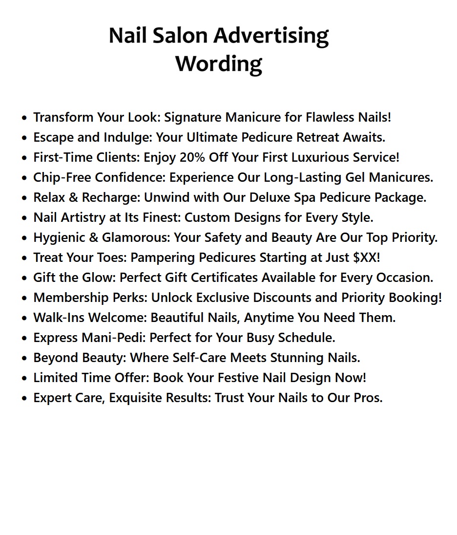Nail Salon Advertising Wording