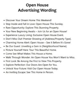 Open House Advertising Wording Free Open House Advertising Wording