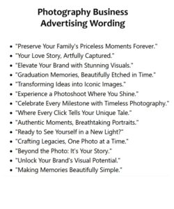 Photography Business Advertising Wording