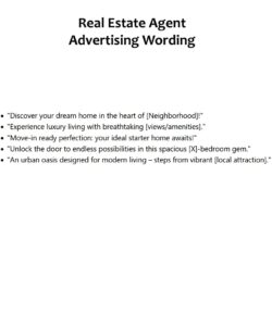 Real Estate Agent Advertising Wording