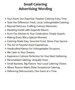 Small Catering Advertising Wording Ideas Small Catering Advertising Wording